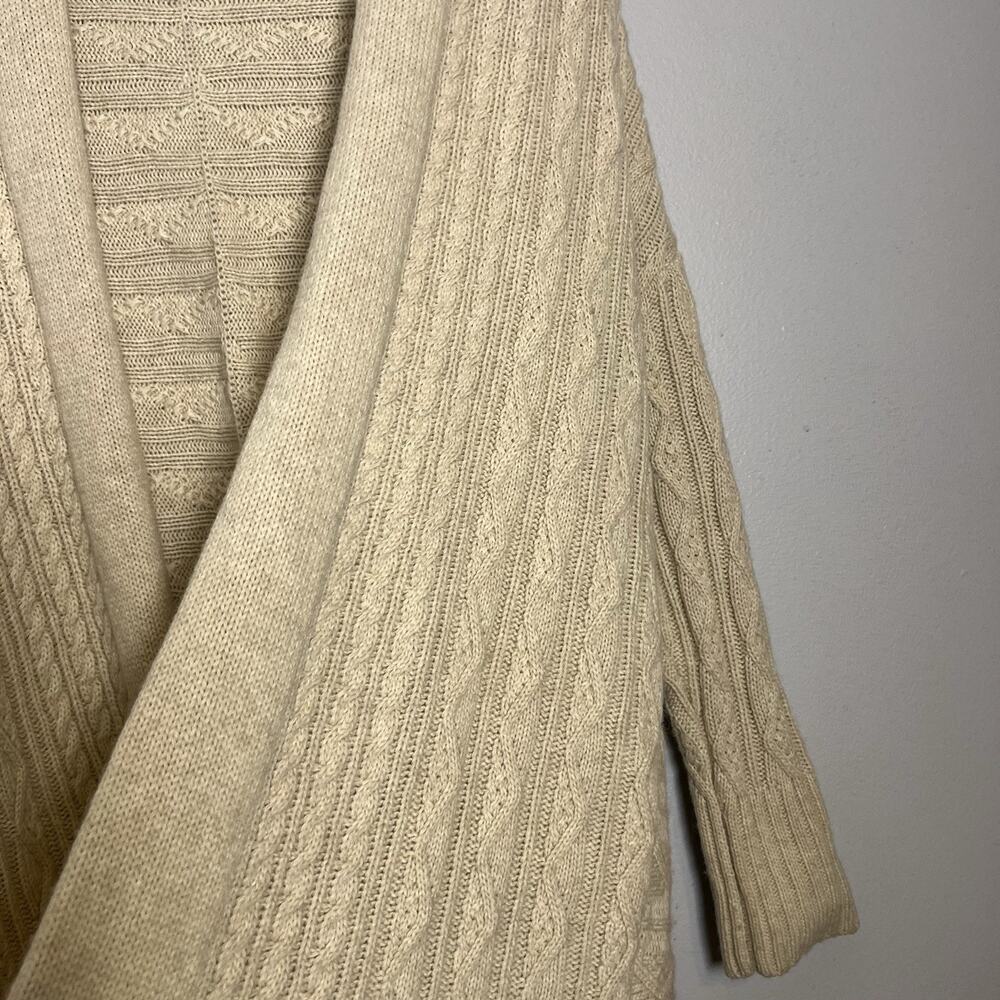 Max Studio Womens Wool Alpaca Blend Cable Knit Open Front Cardigan Beige Sz S - Picture 6 of 16